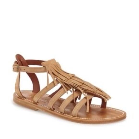 K. Jacques St Tropez Fregate Suede Fringe Gladiator Sandal Sultan 39 9 - Picture 1 of 6